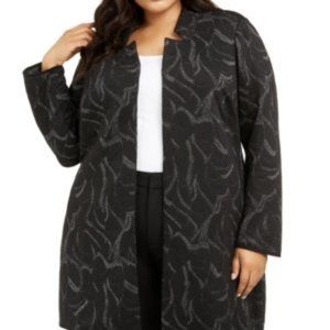 ALFANI plus size metallic jacquard long jacket